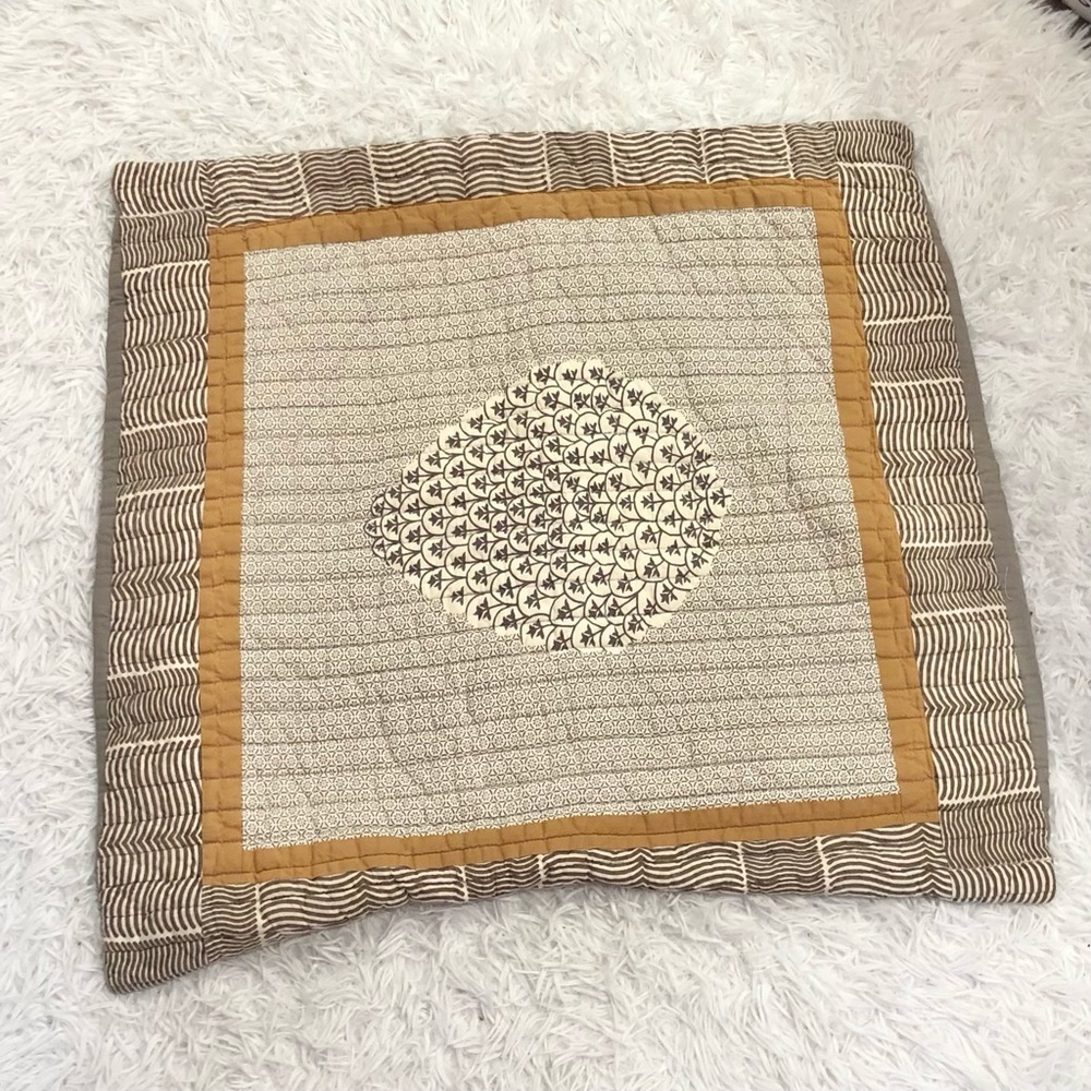 Crate & Barrel Printed‎ Pillow Sham Cover Grey Yellow OS